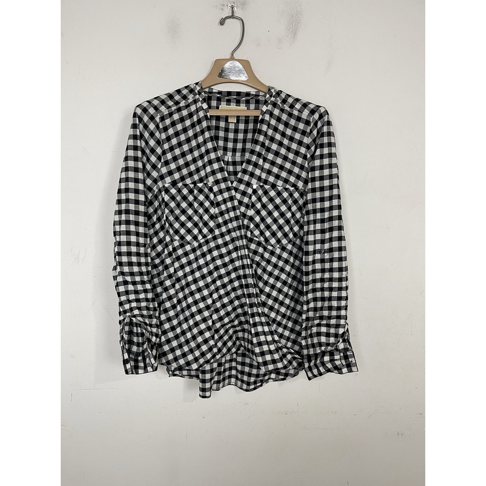 Michael Kors Womens Shirt 12 Gingham Plaid Buffalo Check Wrap Country Festival - Picture 1 of 9